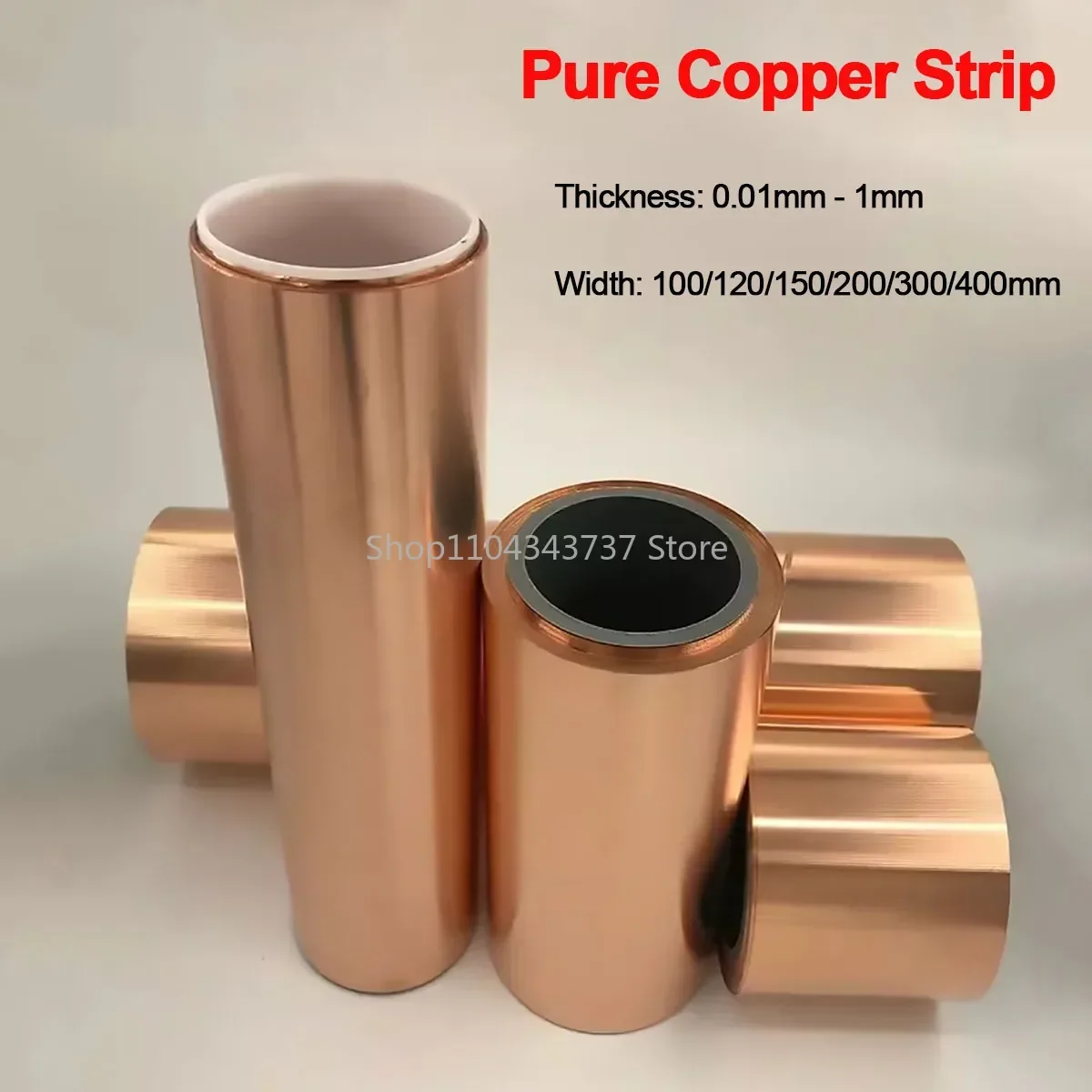 1M T2 Copper Sheet Pure Copper Strip 0.01-1mm Ultra-thin Copper Foil Thick Plate Grounding Conductive Heat Sink Width 100-400mm
