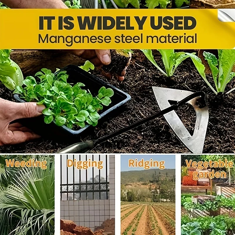 Narzędzia do motyki ogrodowej, motyka wykonana w całości ze stali hartowanej, ostre narzędzia do pielenia ogrodu, ręczna motyka ogrodnicza narzędzie do pielenia krawędziowego