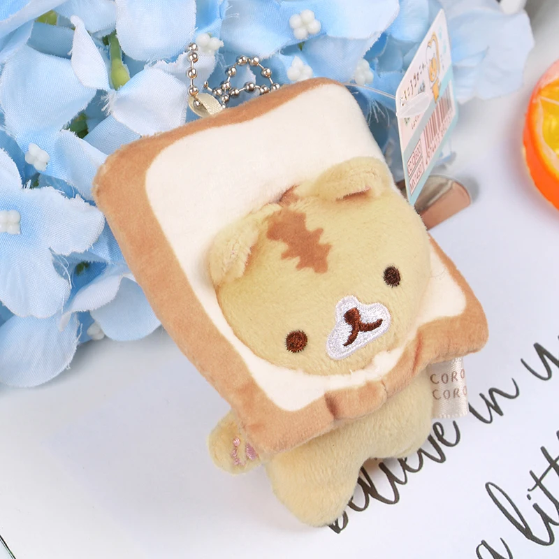 1Pc 8CM Japanese Popular Bread Cat Toast Cat Plush Doll Small Pendant Doll Small Yellow Cat Bag Hanging Ornaments keychain