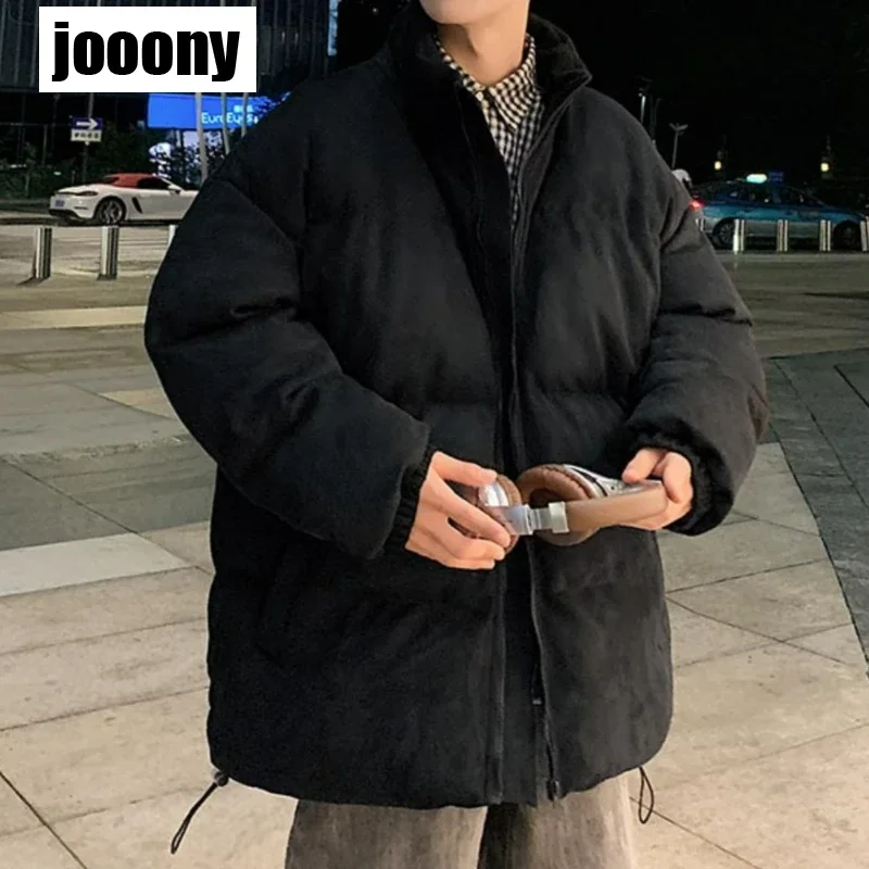 

Solid Color Parka Coat Streetwear Fashion Basic Mens New Leisure Winter Jacket Men Parkas Thick Warm Coat Stand Collar Jackets