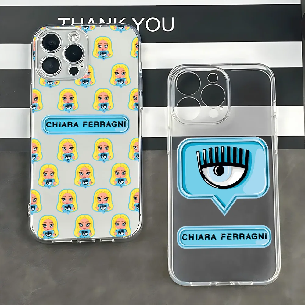 Funda de teléfono Ferragnies Eyes Chiara para Samsung Galaxy S25 S24 S23 S22 S21 S20 FE Note20 Note10 Edge Plus Ultra Lite 5G transparente