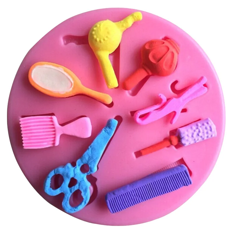 New Scissors Hair Tools Shaped Fondant mold,resin Clay Chocolate Candy Silicone Cake mould,fondant Cake Decorating Tools E154