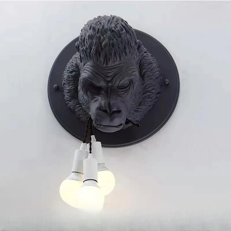 

Animal head wall lamp study bedroom corridor coffee shop zoo gorilla biting line wall lamp