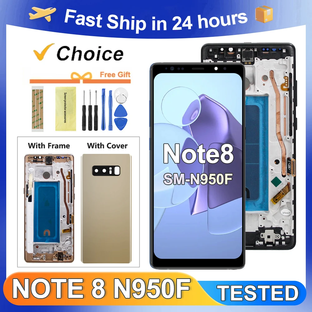 テスト済み注-8-サムスン-note8-n950f-n950u-n950w-n950fd-lcd-ディスプレイタッチスクリーンデジタイザアセンブリの交換