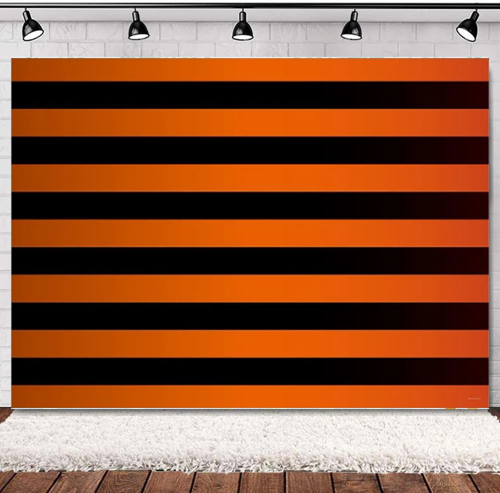 

Black And Orange Stripe Photography Backdrop Halloween Banner For Happy Birthday Kids Party Baby Shower Decoration Background