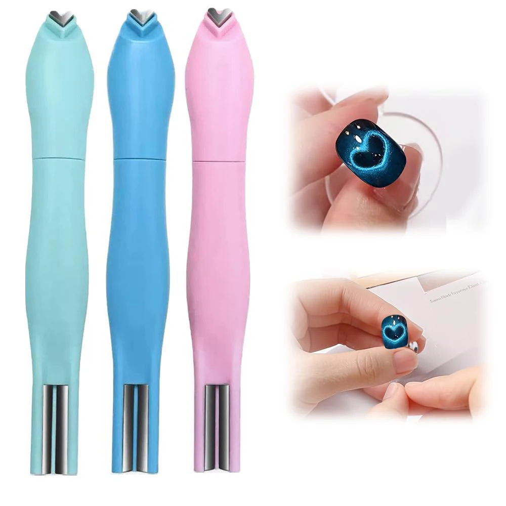 3-in-1 Heart Magnet for Cat Eye Gel Polish, Upgrade Magnetic Nail Art Tool for Stunning Cat Eye Effect, Round Line Hearts Magnet