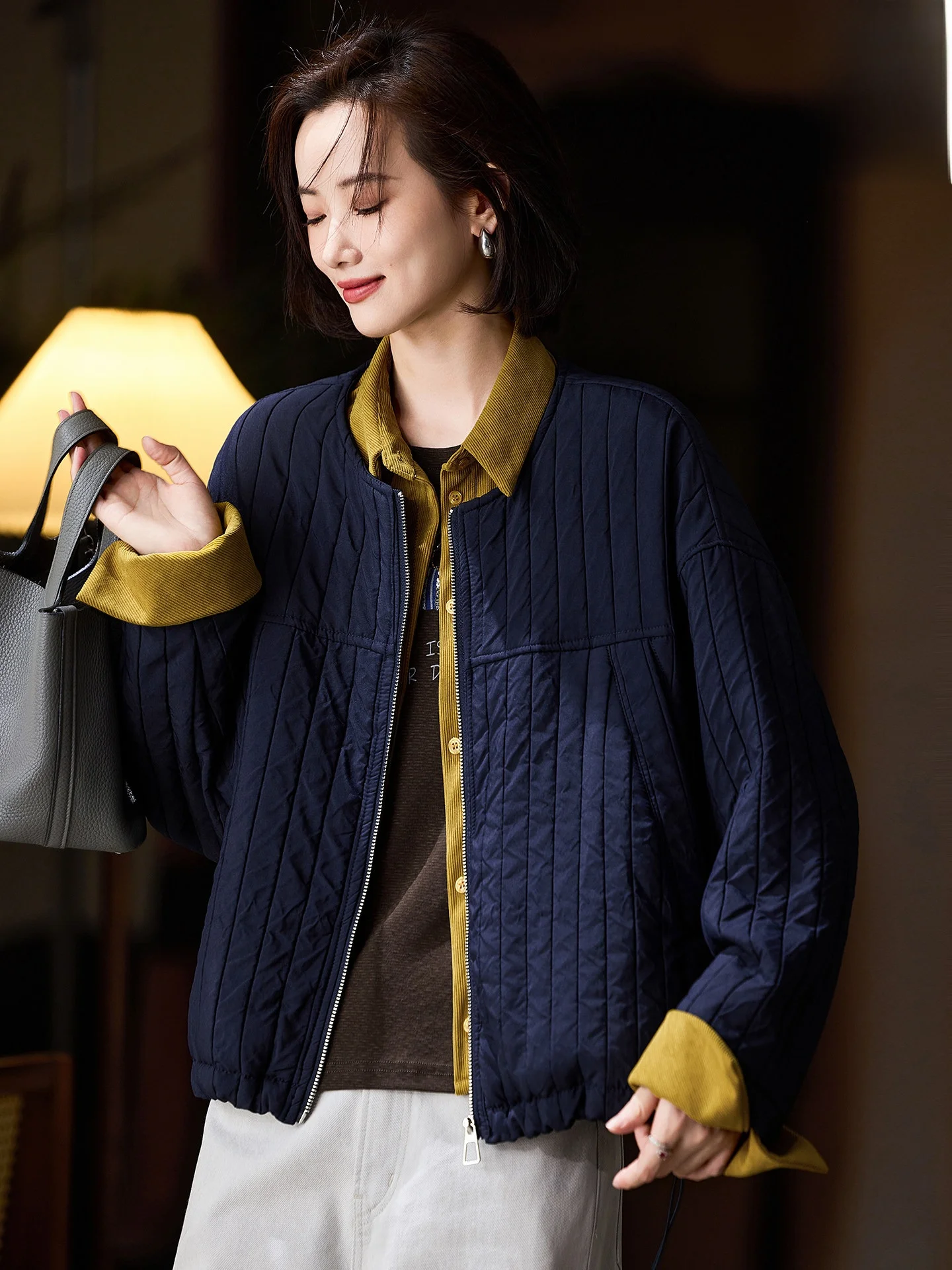 

Warm Cotton Jaet Women's ort Loose Sle Faion Patchwork Winter Outerwear Coat Large Size European Goods Cotton Coat