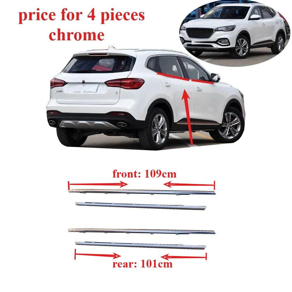4 Pieces Outside Chrome Window Rubber Outside for MG HS Glass Protector Weatherstrip for HS Moulding Belt Line Seal