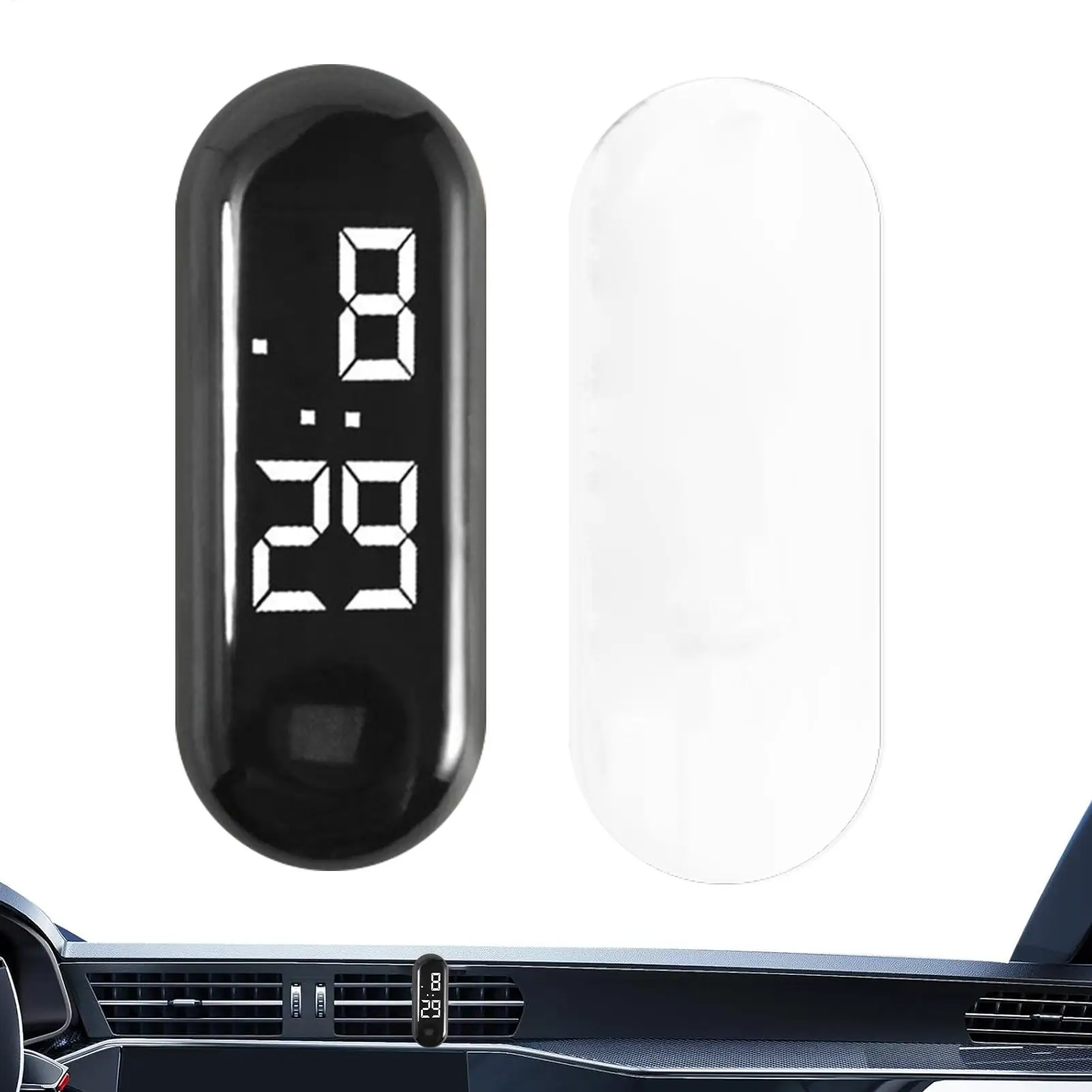 Small Digital Clock Waterproof Luminous Mini Digital Clock Adhesive for Sedan Truck Minivan Motorcycle Bike Commuting Travel view 3