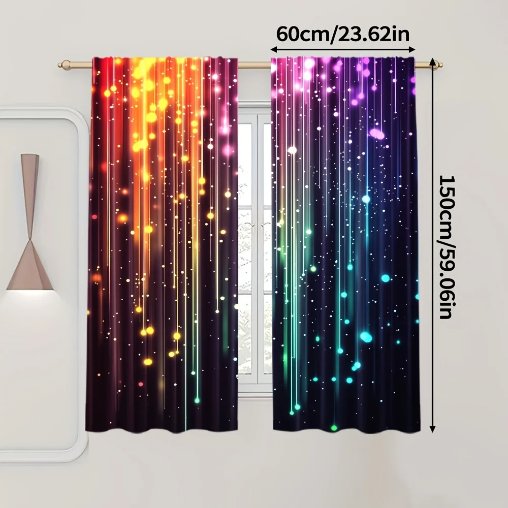 2 Panels Gradient Rainbow Glitter Curtains Thermal Insulated Sunshade for Living Room Bedroom Home Decorative Drapes view 3