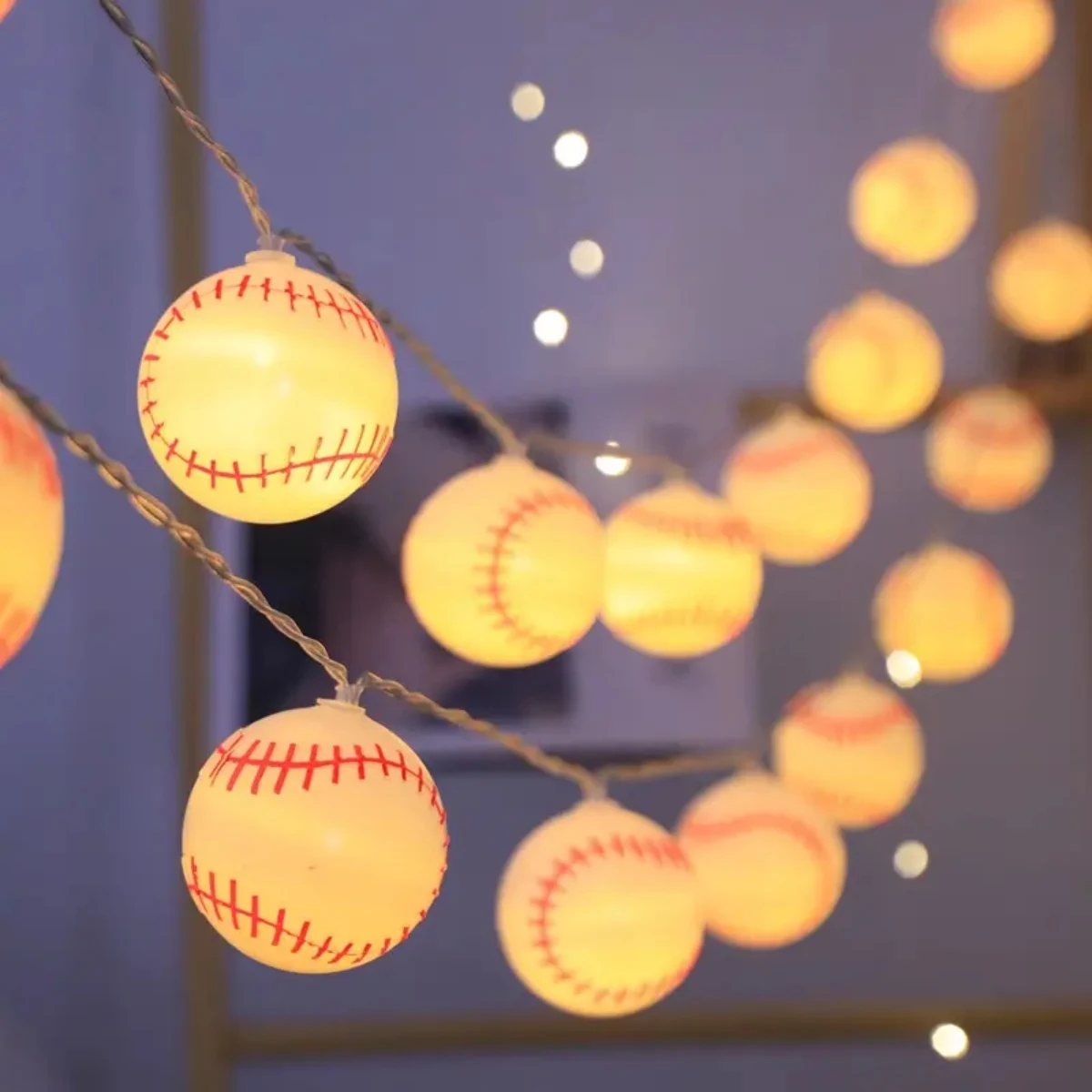 1pc Ball Sport Theme String Lights Mix Baseball Basketball Football Soccer For Party Scene Bedroom Window Holiday Party Decor