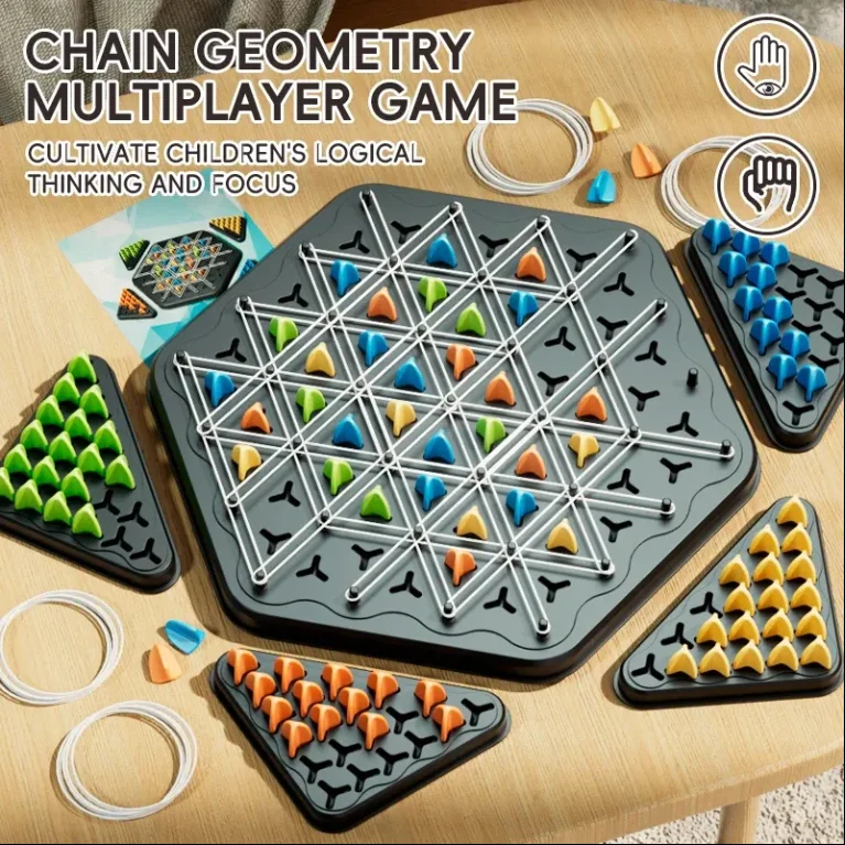 Educational Toy Geometry Chain Chess Puzzle Board Game Rubber Band Training Family Interaction Exercise Thinking Educational Toy