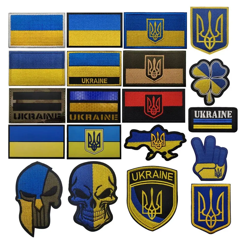 Ukraine Flag Ukrainian Armband IR Patch Hook & Loop Badges Sticker Cloth Stripe Ukr Flag for Backpack