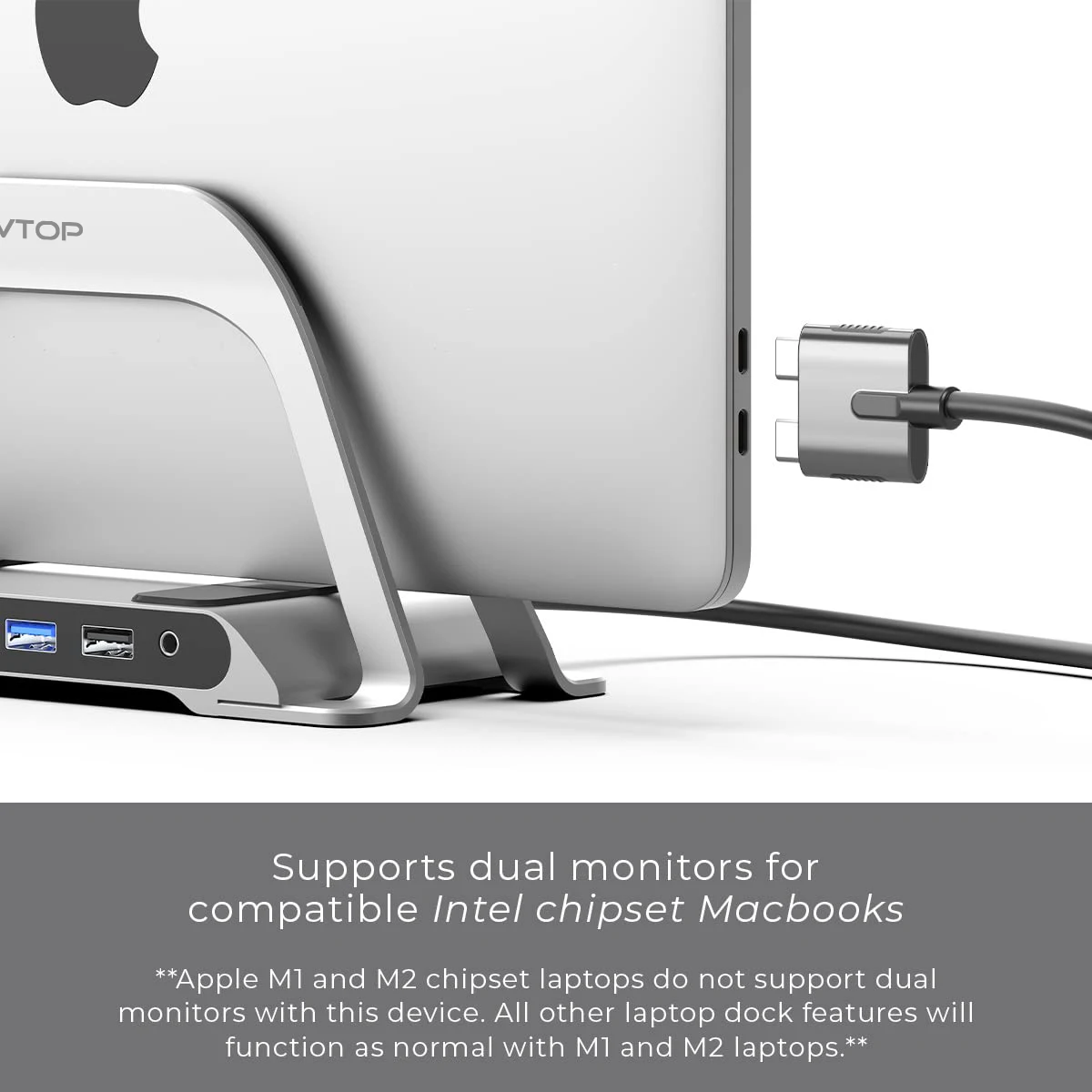 Pulwtop 10 in 2สถานี MacBook Docking, ฮับ USB C หลายพอร์ตเข้ากันได้กับ MacBook Pro และ Air, อะแดปเตอร์มอนิเตอร์คู่ HDMI 4K