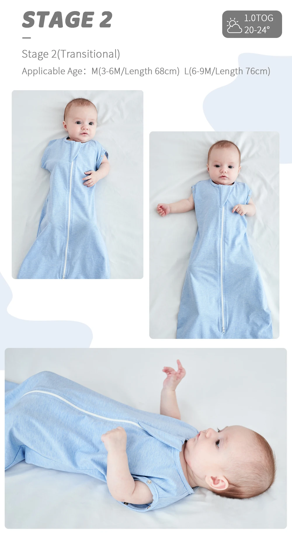 INSULAR Baby Swaddle Newborn Anti-kick Sleeping Bags Infant Double Zipper Sleepsacks Kids Cotton Sleepwears Anti-shock Blankets