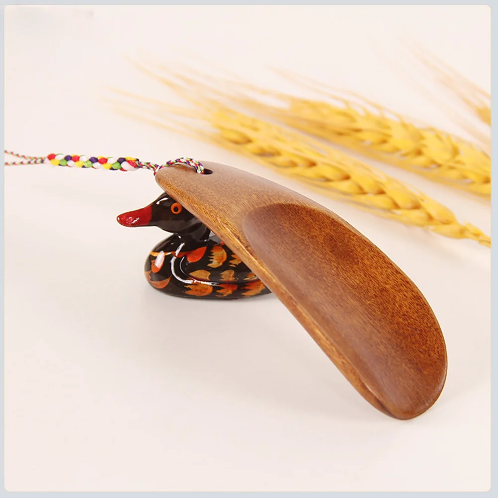 Wooden Horn Compact Lightweight Arched Smooth Small Shoeshorn for Travel Elder Pineapple Design Fits All Shoes Easily Into