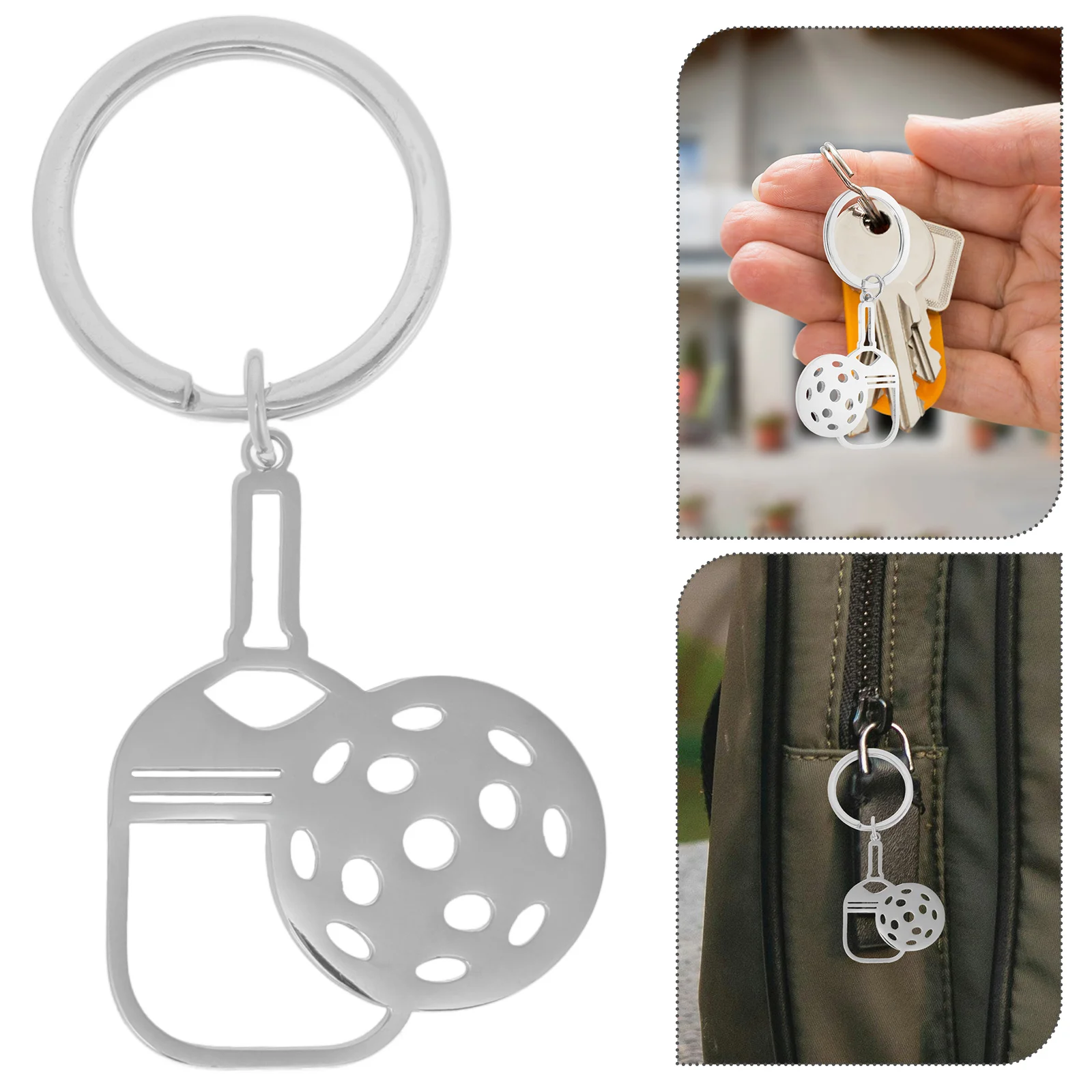 

Pickleball Racket Keychain Table Tennis Jewelry for Women Ring Backpack Accessory Mini Ornaments