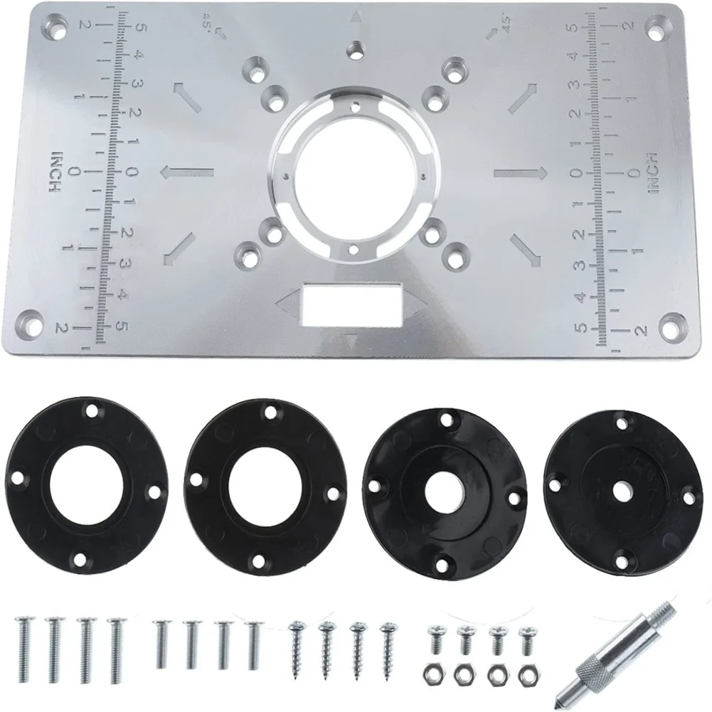 Woodworking Router Table Insert Plate Aluminium Wood Router Trimmer Models With 4 Rings Woodworking Benches For Industrial Use