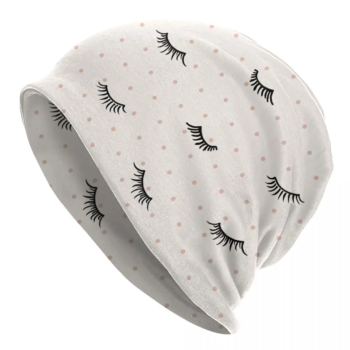 Cartoon Eyelashes Polka Dots Cap Vintage Autumn Winter Street Skullies Beanies Hats Spring Warm Thermal Elastic Bonnet Knit Hat