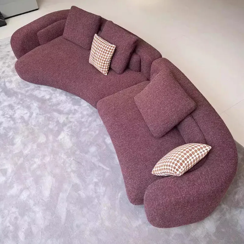 

DSA living room special-shaped sofa simple and minimalist cream wind size apartment fabric lamb wool sofa