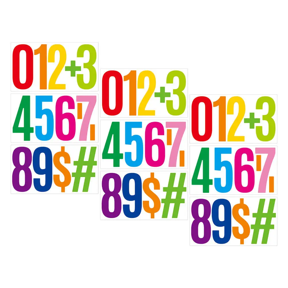 

3Sets Colorful Number Stickers Self Adhesive Vinyl Waterproof Mailbox Decals 6 Inch House Address Numbers for Door Car Bin