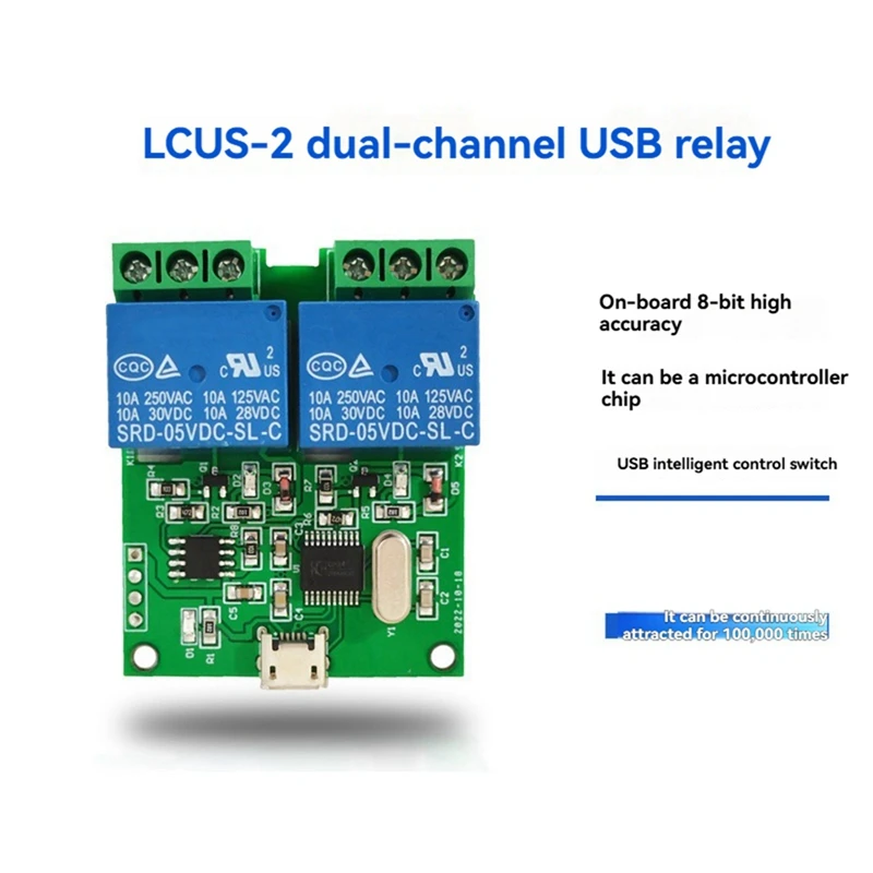 LCUS-2 Type 2 Way USB Relay Module USB Intelligent Control Switch Computer Serial Port USB Control Relay-A12I