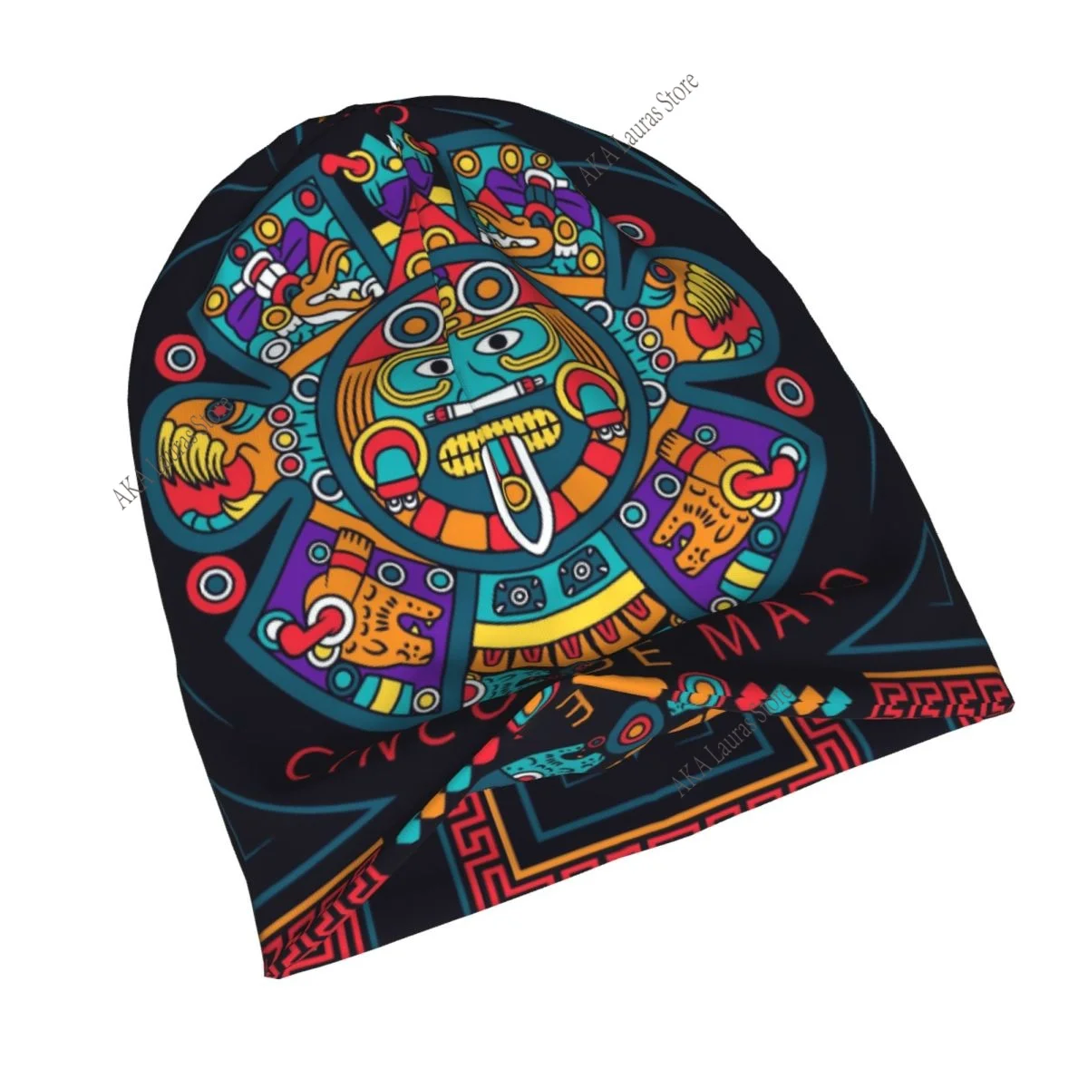 Aztec Ethnic Autumn Female Warm Beanies Double Used Outdoor Bonnet Hats