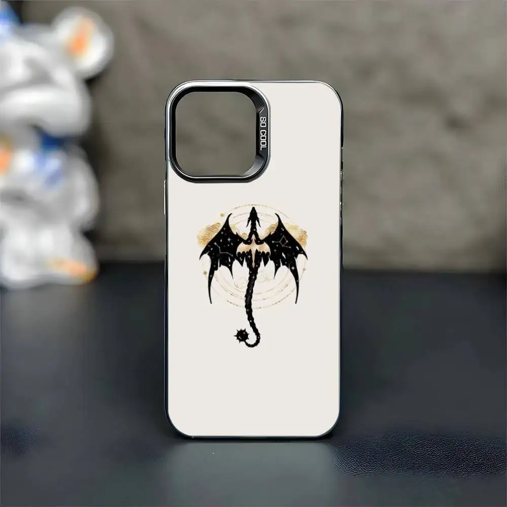 Dragon Fourth Wing telefoonhoesje voor iPhone17,16,15,14,13,12,11 Plus, Pro Max zwarte matte schokbestendige hoes