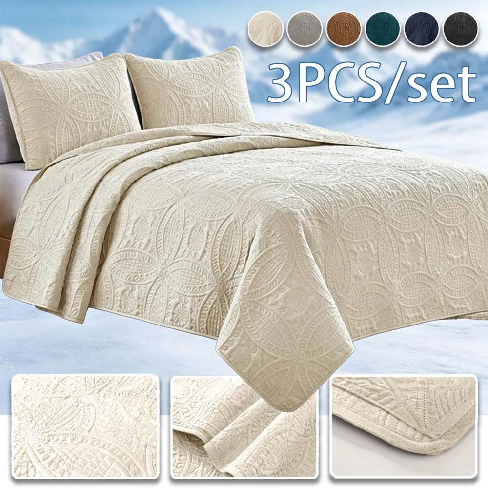 

3PCS Summer Quilt-Bed, 1pc Quilt + 2pcs Pillowcases, Polyester Bed Quilt, Air Condition Comforter Soft and Breathable Blanket