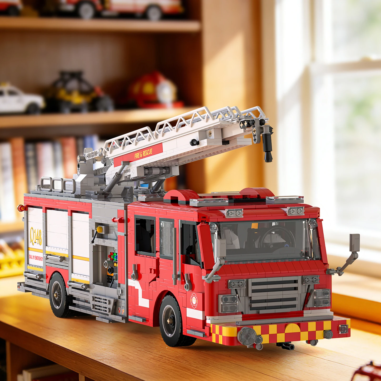

3033pcs American Style Fire Truck Building Blocks Sets MOC City Rescue Vehicle Blocks Model DIY Car Toys with Extendable Ladder