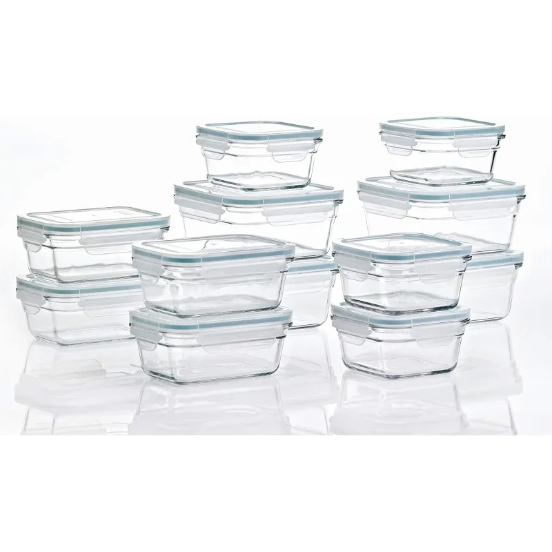 24 Piece Oven Microwave Safe Glass Food Storage Containers Set w/Lids