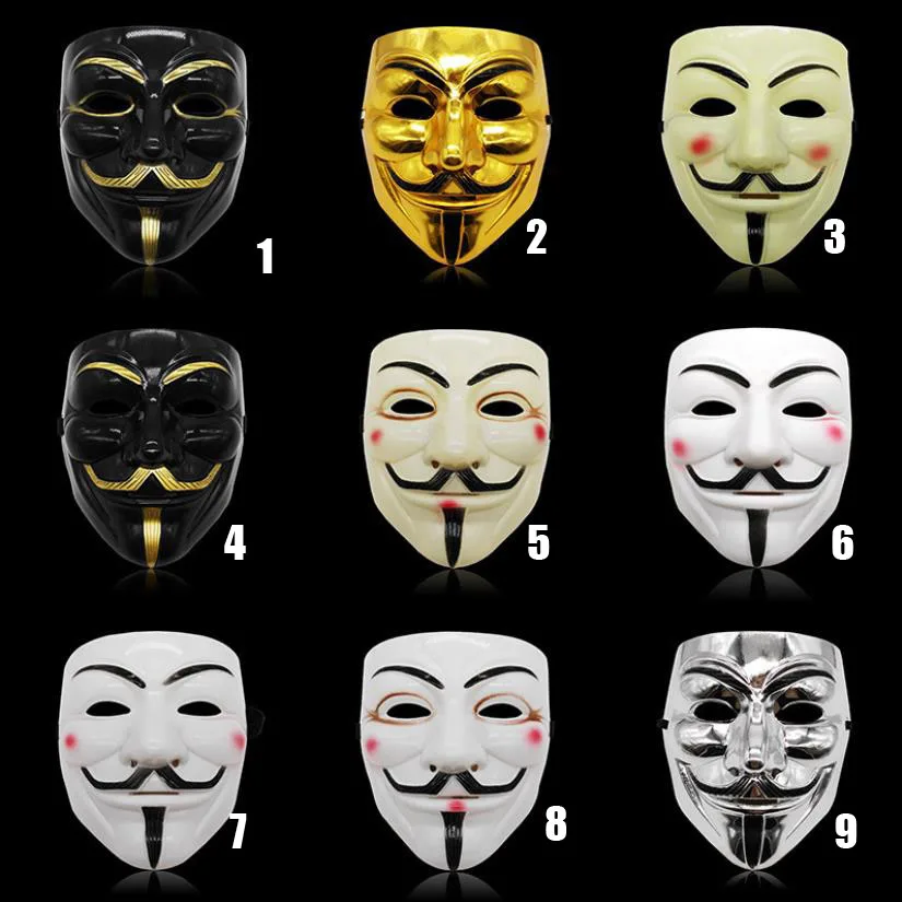 

V Mask Masquerade Masks For Vendetta Anonymous Valentine Ball Party Decoration Full Face Halloween Scary Party Mask