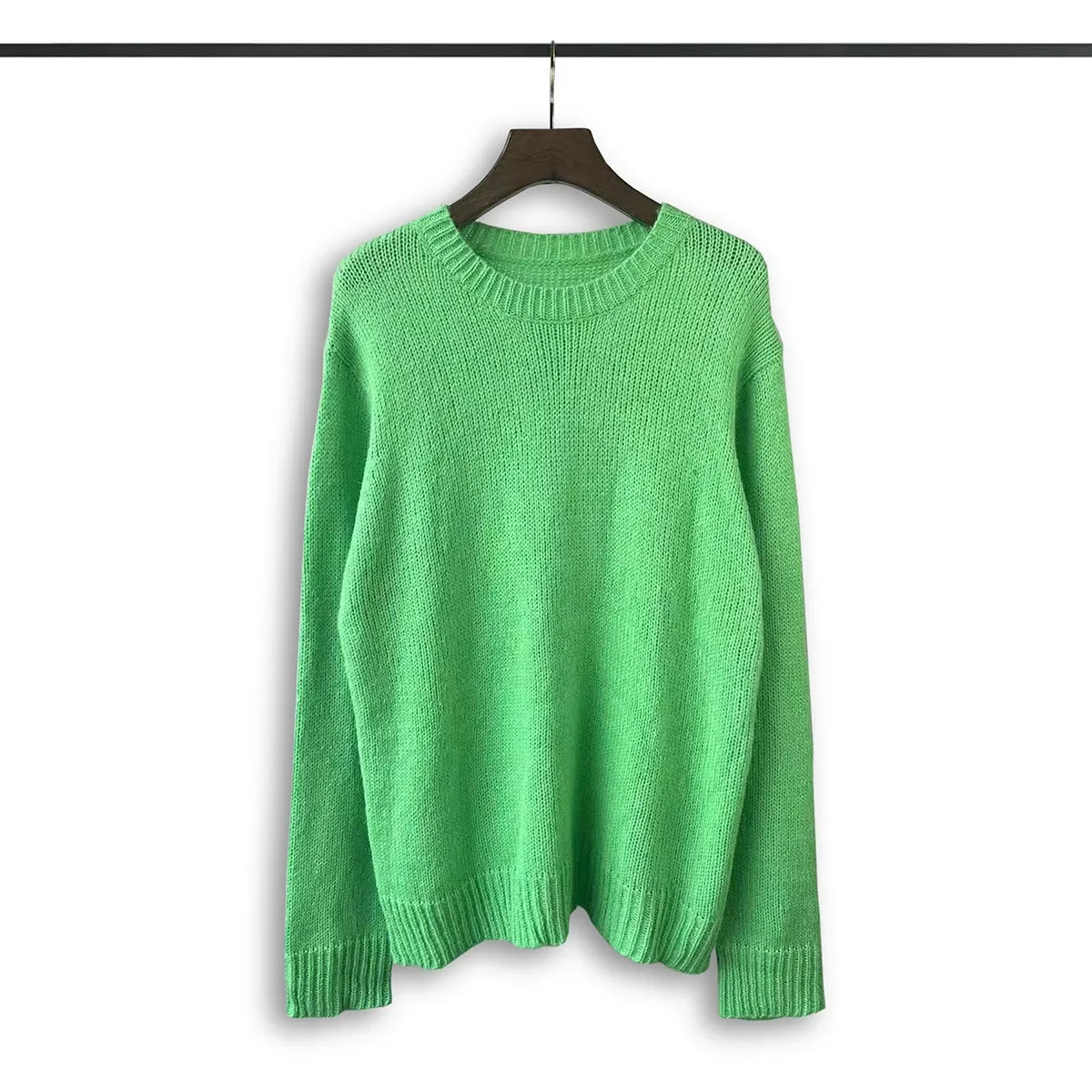 Vintage jednolity kolor podstawowy swetry wełniane męski i damski okrągły dekolt luźny zimowy sweter Oversized luźne, jesienne sweter