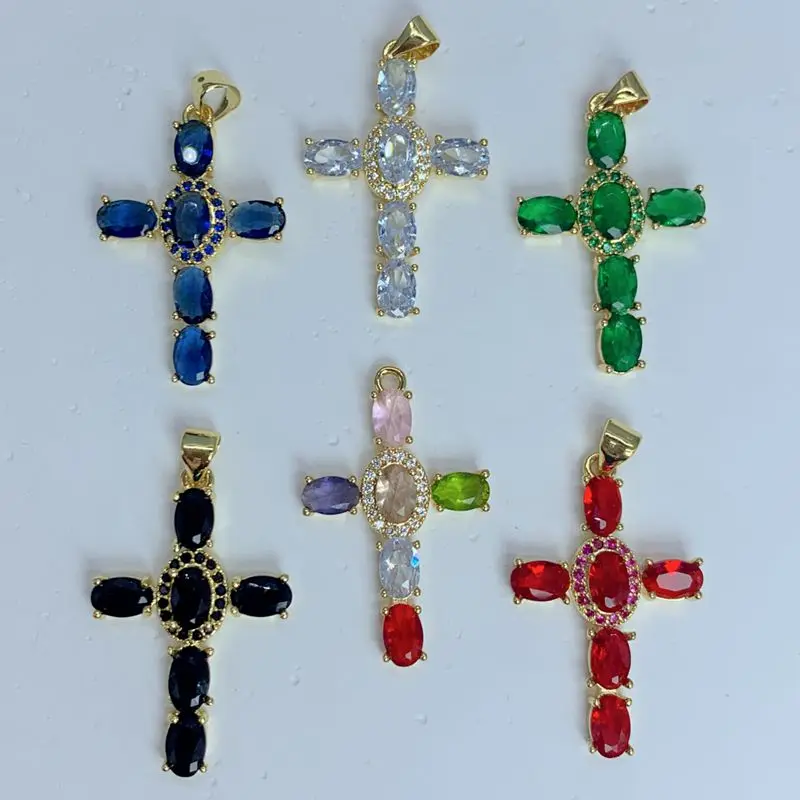 

New Creativity Light Luxury Zircon Cross Pendants Fashion Shiny Crystal Prayer Cross for Religious Necklace Jewelry Accessories