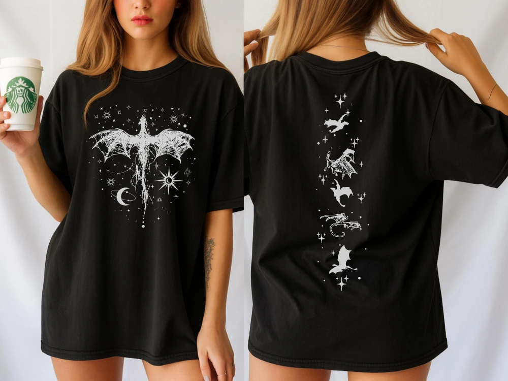 Fourth Wing Throne of Glass Inspired Dragon Shirt Fantasy Bookish T-Shirt Romantasy Reader Gift Book Lover Tee BookTok Merch image 3