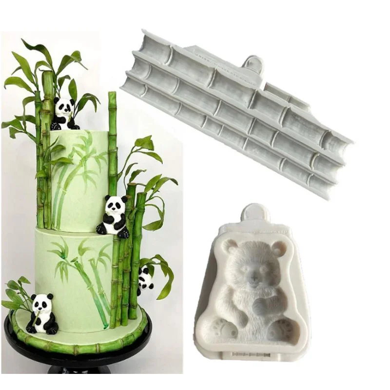 Panda \\ bamboo silicone mold cake chocolate baking accessories mold