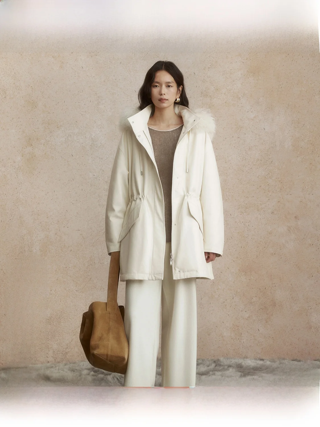 

ZhiZhi Double Lotus Parka down Jacket Women's Winter Removable Wool Collar Hooded Coat Commute Style Long Sleeve Zipper Closure