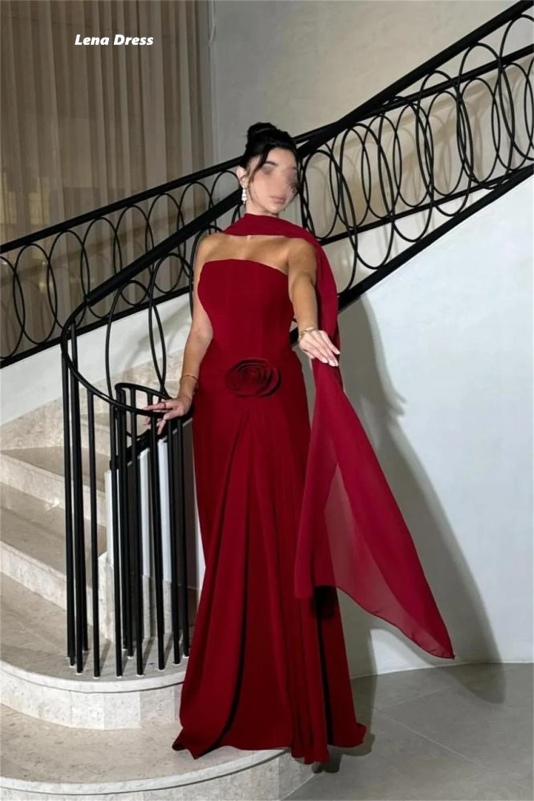 

Lena Custom Made Women Evening Dress Luxury Elegant Party Dresses Woman Wedding Claret Satin Dresses for Formal Occasions Prom