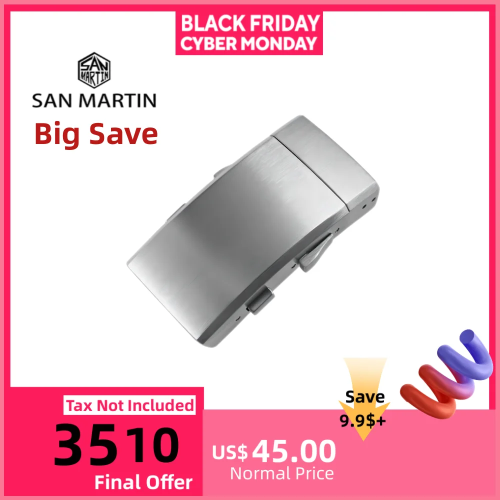

San Martin Brushed 316L Stainless Steel Ratcheting Micro-Adjust Folding Clasp For 20mm Width Watch Bracelet Link BK2041