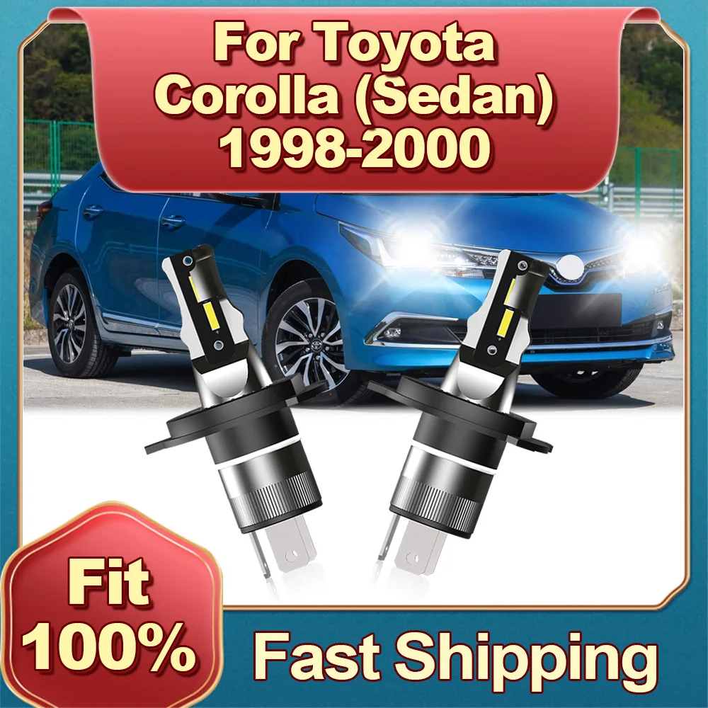 

2Pcs Super Bright 30000LM 12V Car Head Lamp LED Bulb H4 6000K Waterproof All in One For Toyota Corolla Sedan 1998 1999 2000