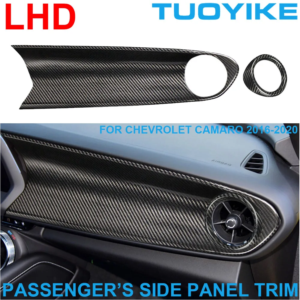 

LHD Car Styling Real Dry Carbon Fiber Dashboard Co-Pilot Passenger's Side Trim Cover Panel Frame For Chevrolet Camaro 2016-2020