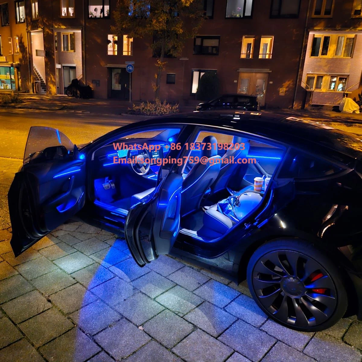 

Комплект 64-цветной атмосферной подсветки салона для Tesla Model Y 3, лампа для центральной консоли с сенсорной панелью, 2020-2022 гг.