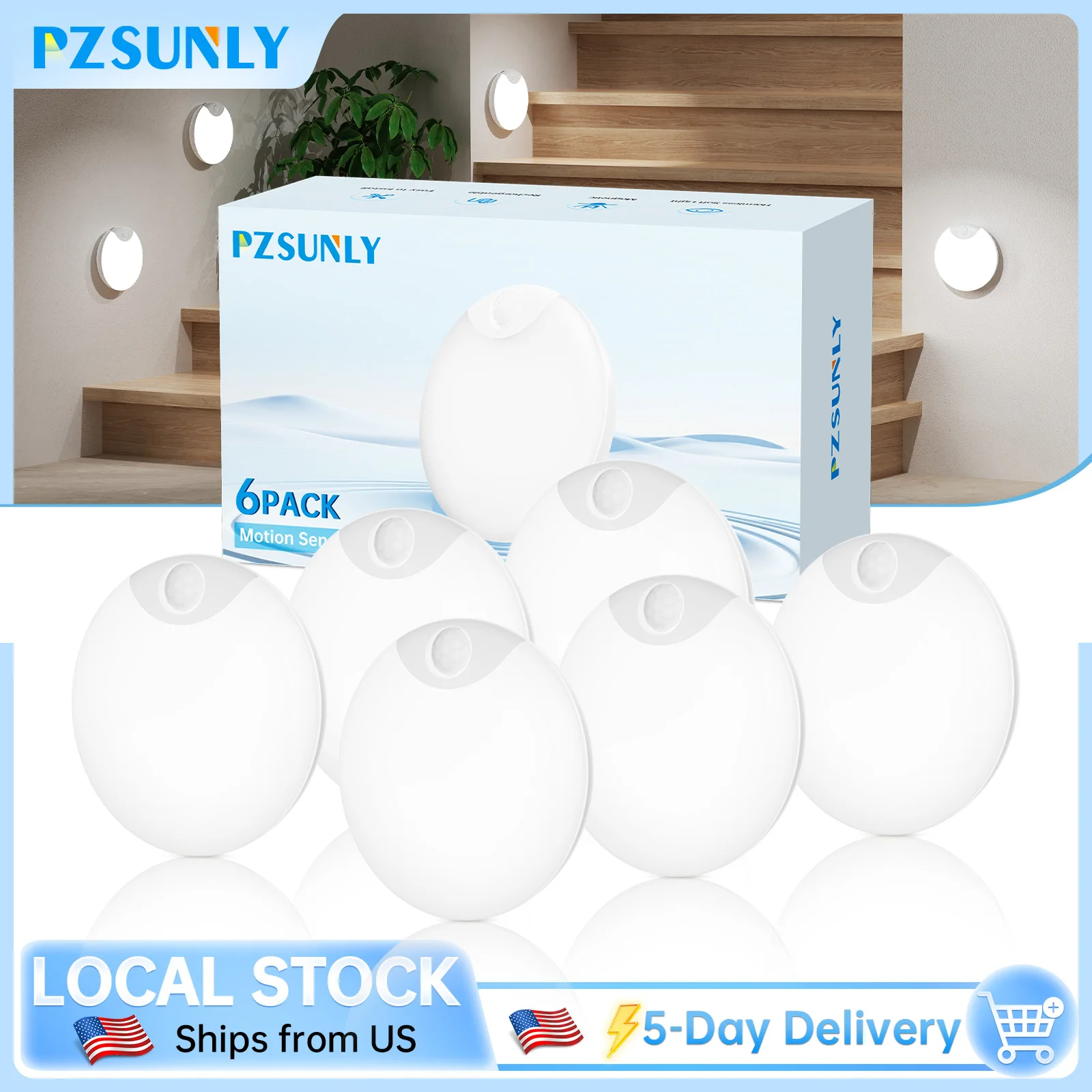 

PZSUNLY Magnetic Motion Sensor LED Night Light Type-C Rechargeable Wireless Closet Lamp for Kitchen Wardrobe Staircase Bedroom Indoor