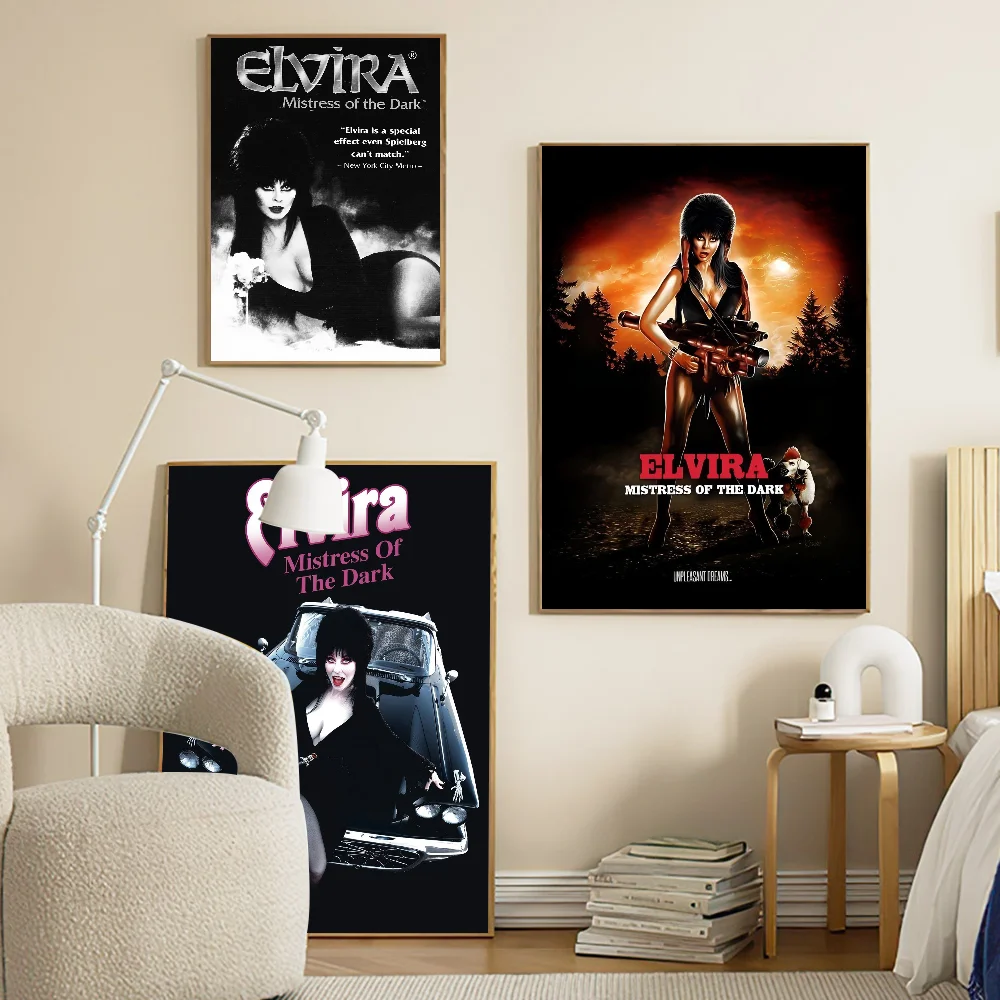 Film E-Elvira M-Mistress D-Dark Movie Sticky Posters Vintage Room Bar Cafe Decor Nordic Home Decor