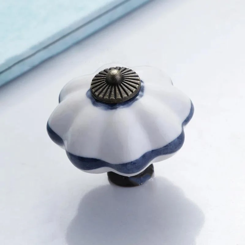 Beicai Garden Amerikanischer Kürbis-Keramikgriff, Einloch-Handbemalter Keramikgriff für Schranktüren, Schubladen und Möbel, 40mm – Detail 7