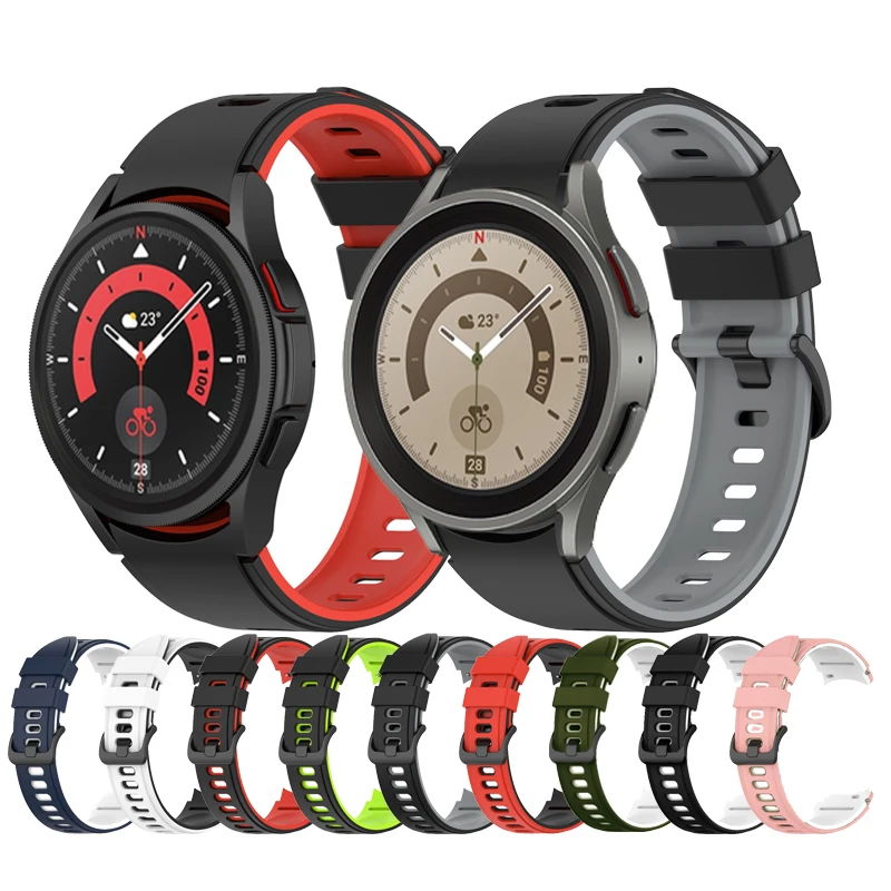 Gelang Silikon 20Mm untuk Jam Tangan Samsung Galaxy 4 40Mm 46 42Mm Jam Tangan Gelang Tali Pintar Jam Tangan 5 40 44Mm/Jam Tangan 5 Pro 45Mm Korea