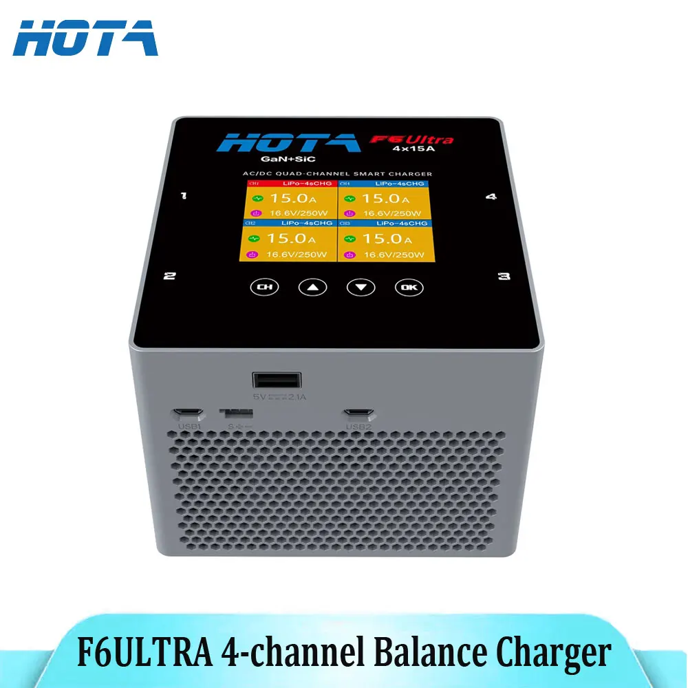 HOTA F6ULTRA 4チャンネルインテリジェントバランスチャージャー、1000Wの高出力航空機用リチウム電池搭載