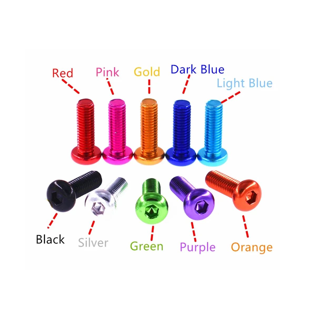 Anodized Aluminum Alloy Round Head Screws Multi-Color Extended Pan Head Screws Ultra Light Umbrella Head Bolts for RC Model M3-6