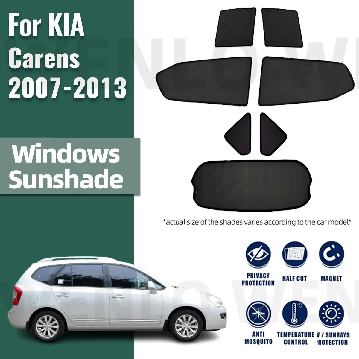 

Для KIA Carens 2007-2013 боковое окно солнцезащитный козырек магнитный автомобильный солнцезащитный козырек переднее и заднее лобовое стекло рамка шторы щит