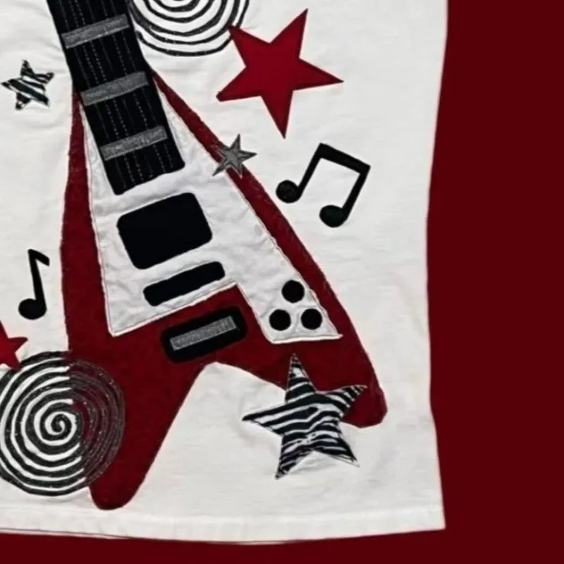 Harajuku هوتي شيك بروتيل الغيتار الأمريكي طباعة تصميم الرسن سترة الرجعية ثقافة فرعية ضئيلة الدبابات المرأة مثير شعبية فاسق القمم #6